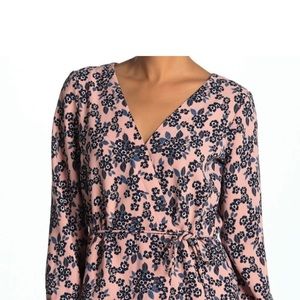 J.Crew Drapey Crepe Faux-wrap top in blush bouquet